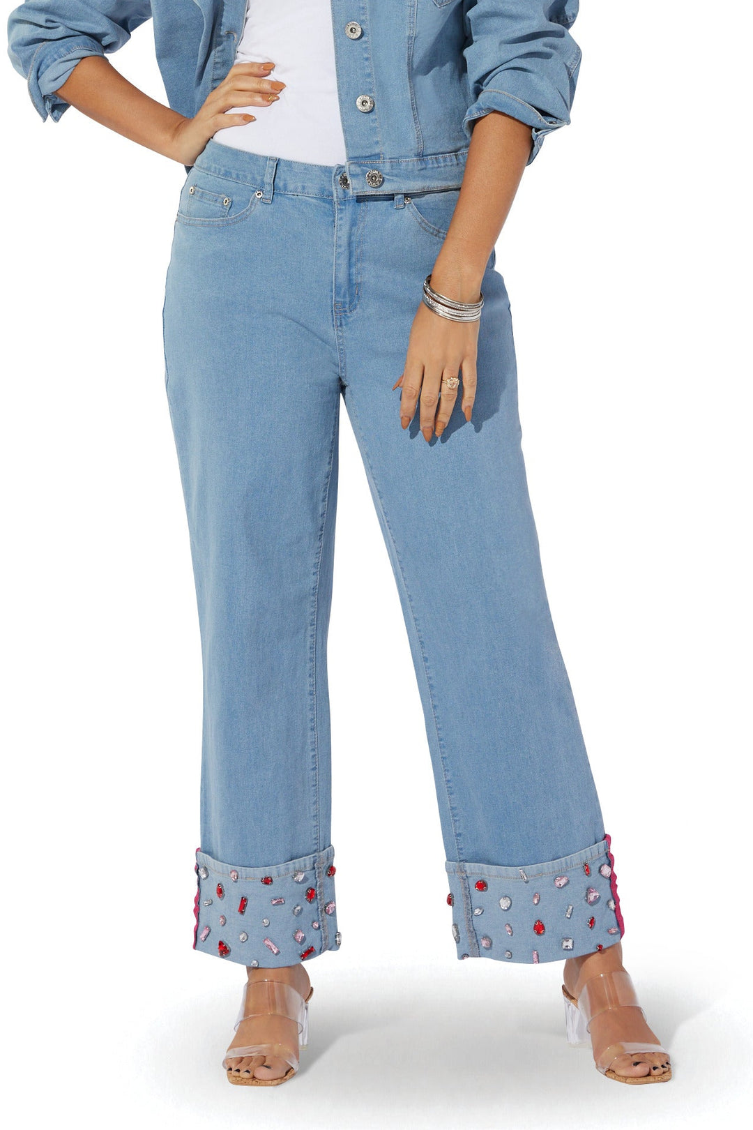 Jewel Detail Cuffed Jean by Studio EY - Especially Yours