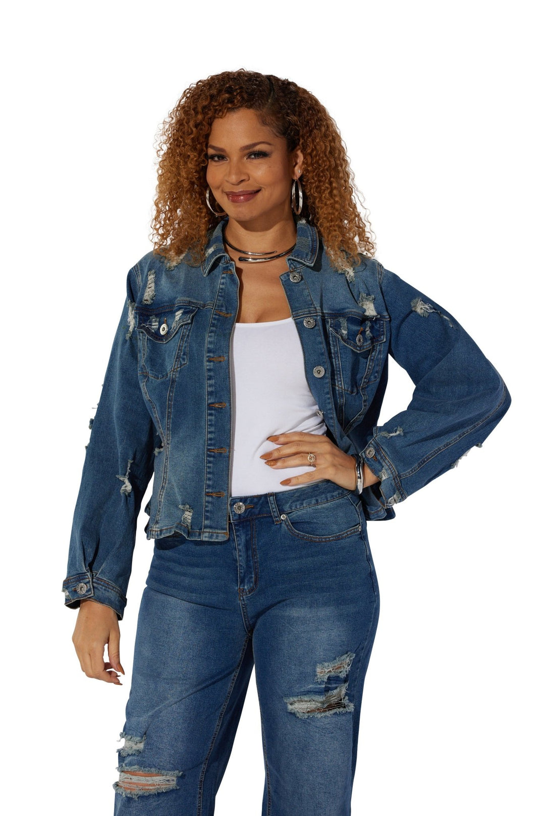 Dark Denim Distressed Jacket by Especially Yours - Especially Yours