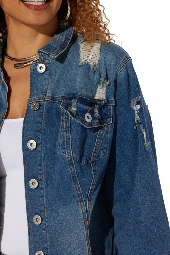 Dark Denim Distressed Jacket by Especially Yours - Especially Yours