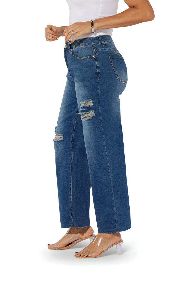 Dark Denim Distressed Jean by Especially Yours