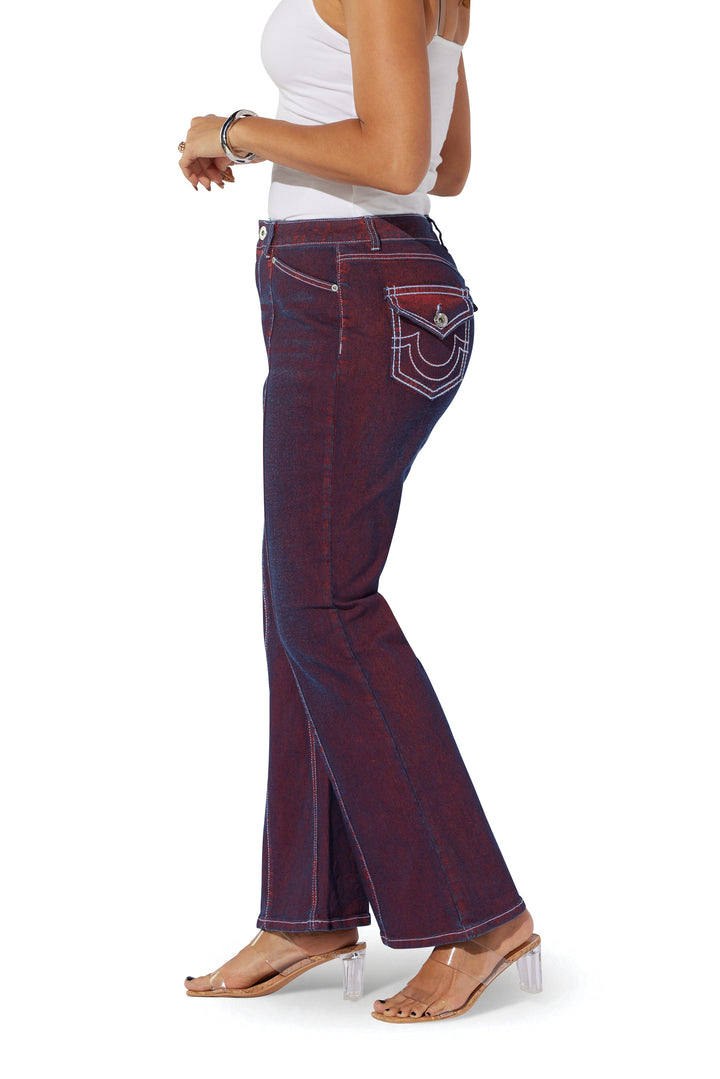 Contrast Stitch Flare Leg Jean by Especially Yours