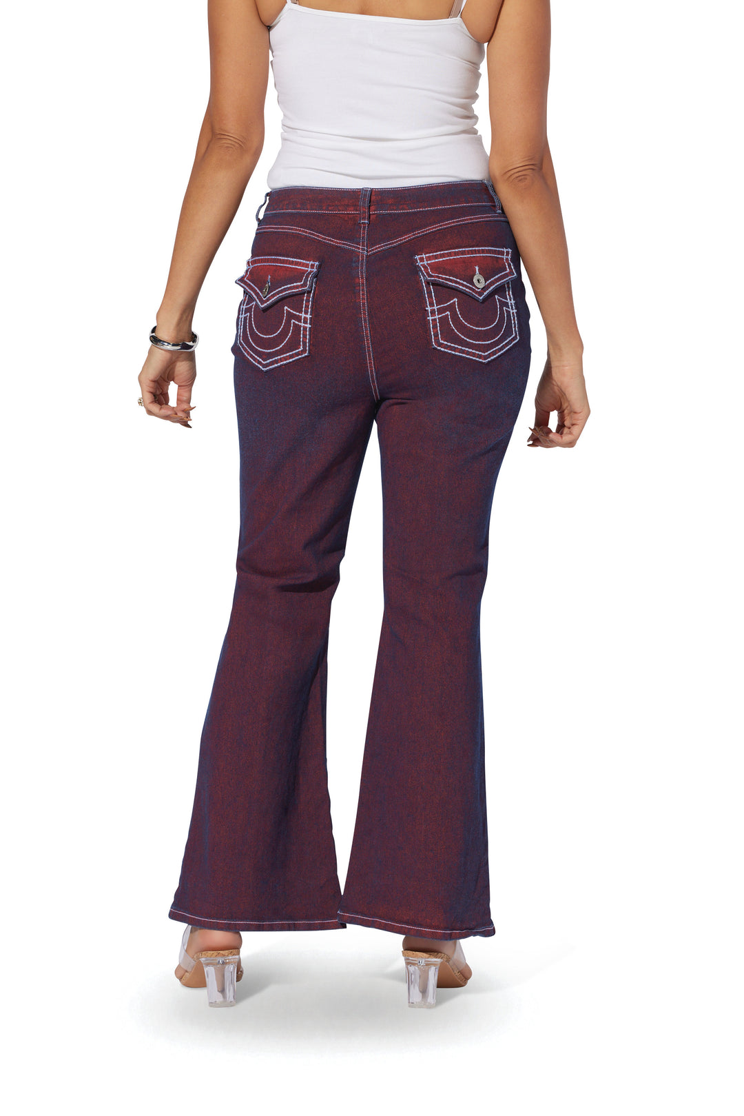 Contrast Stitch Flare Leg Jean by Especially Yours