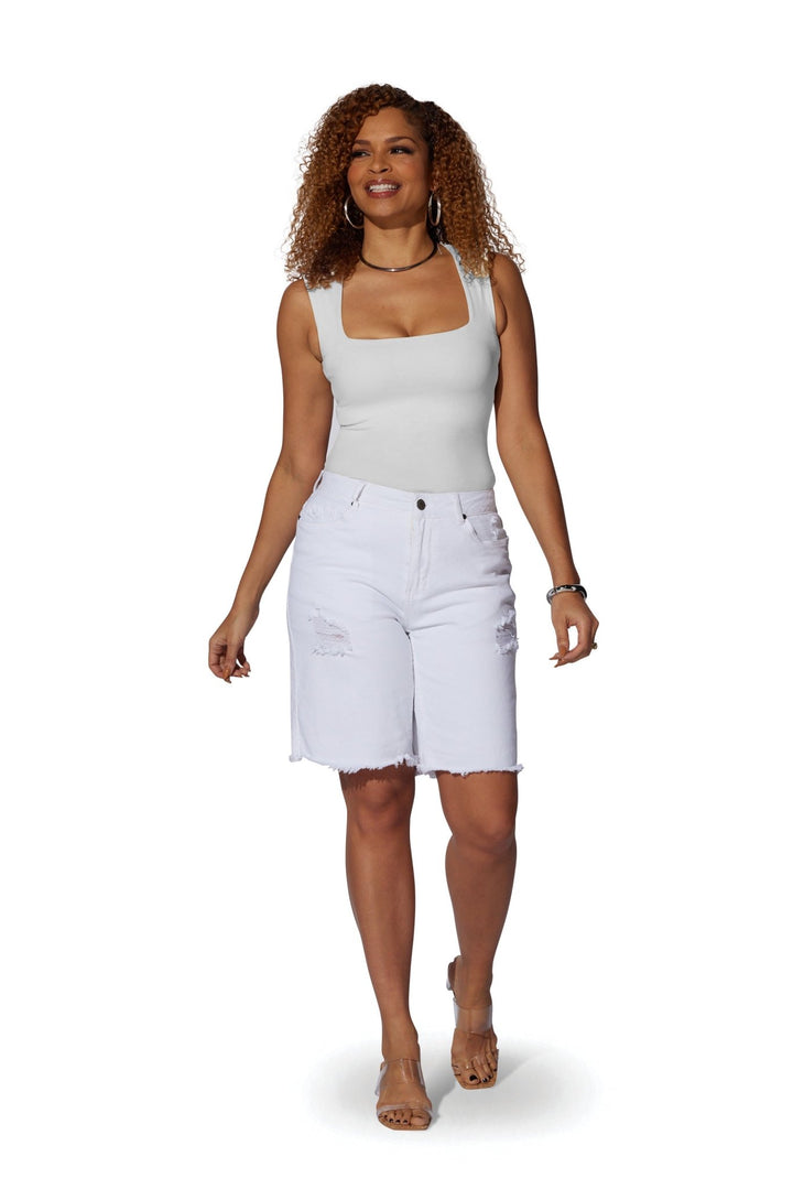 Distressed Denim Frayed Short by Especially Yours - Especially Yours