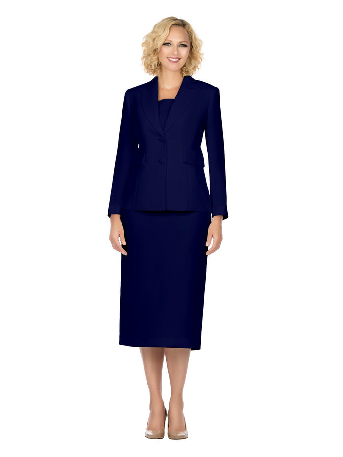 2pc Notch Collar 2-button Skirt Suit-Plus size