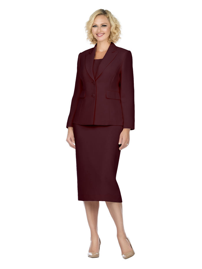 2pc Notch Collar 2-button Skirt Suit-Plus size