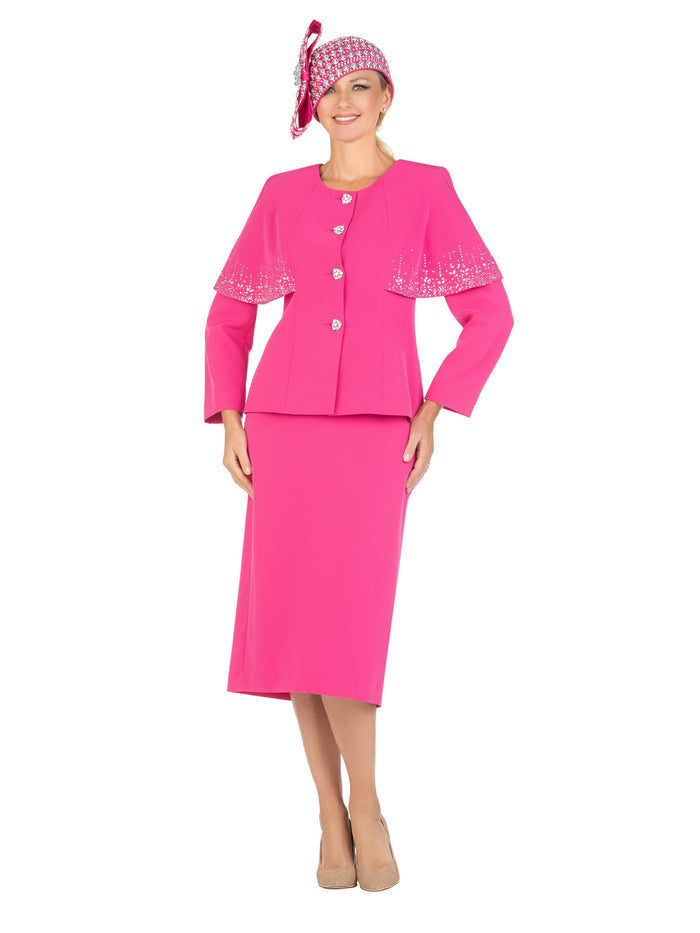 2PC STONED FAUX CAPE SKT SUIT