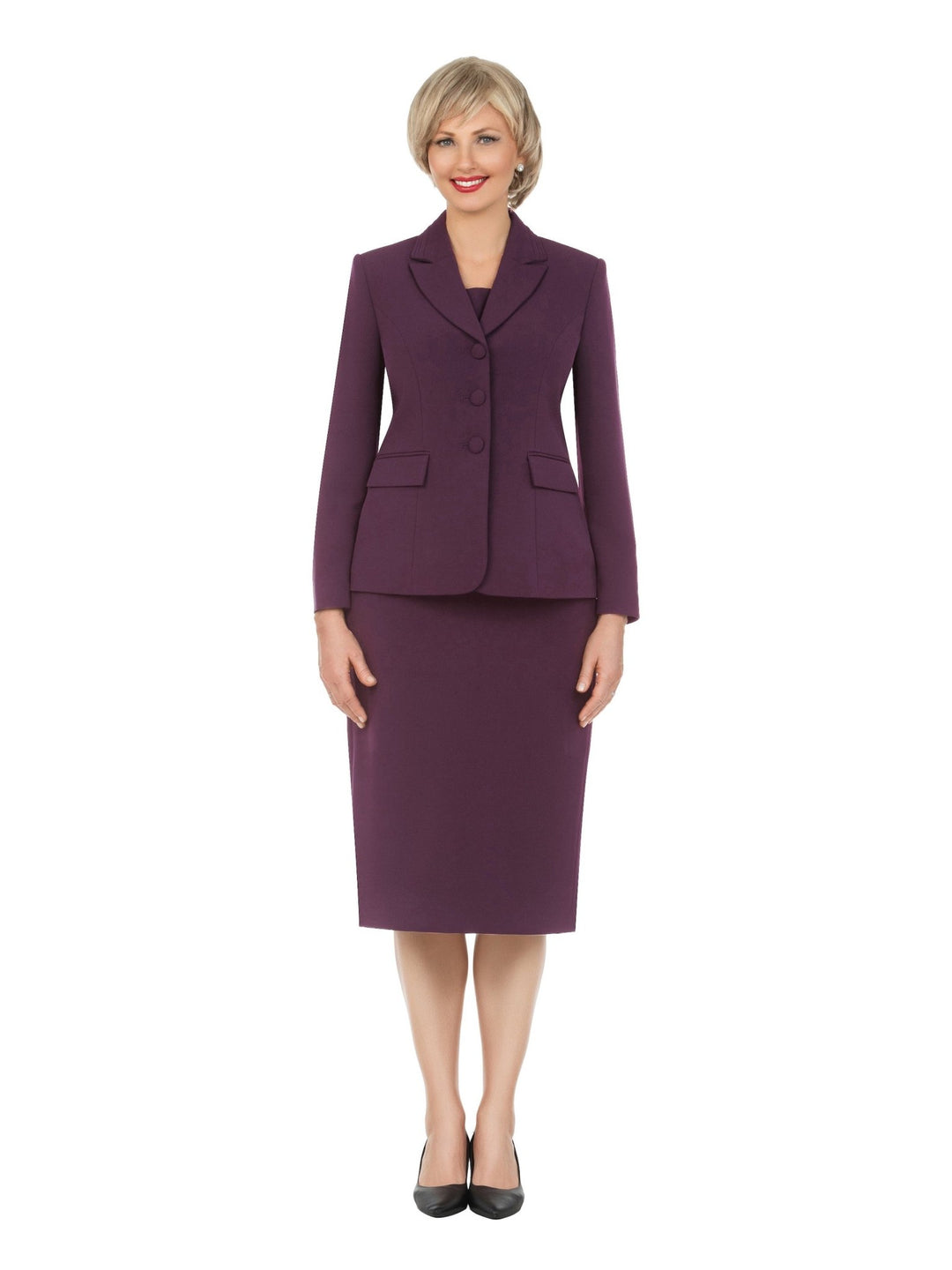 2pc Notch Layered Collar 3-Button Skt Suit-Plus - Especially Yours