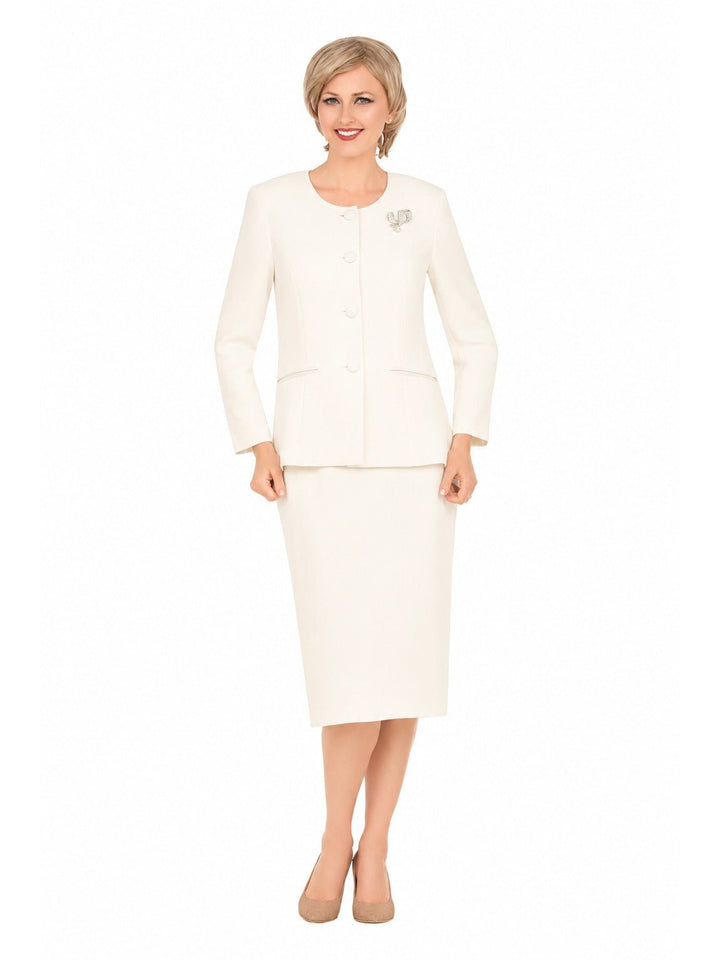 Classic Tailored 2pc Skirt Suit with Brooch-Plus - Especially Yours