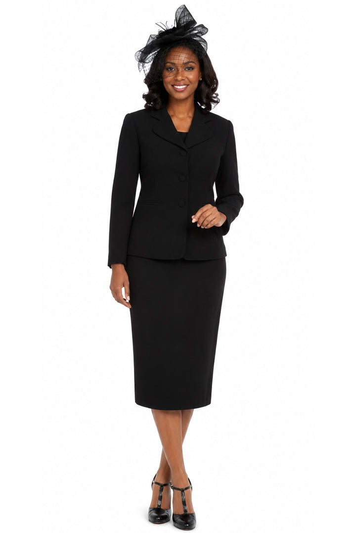 2pc Vintage Lapel 3-button Skirt Suit