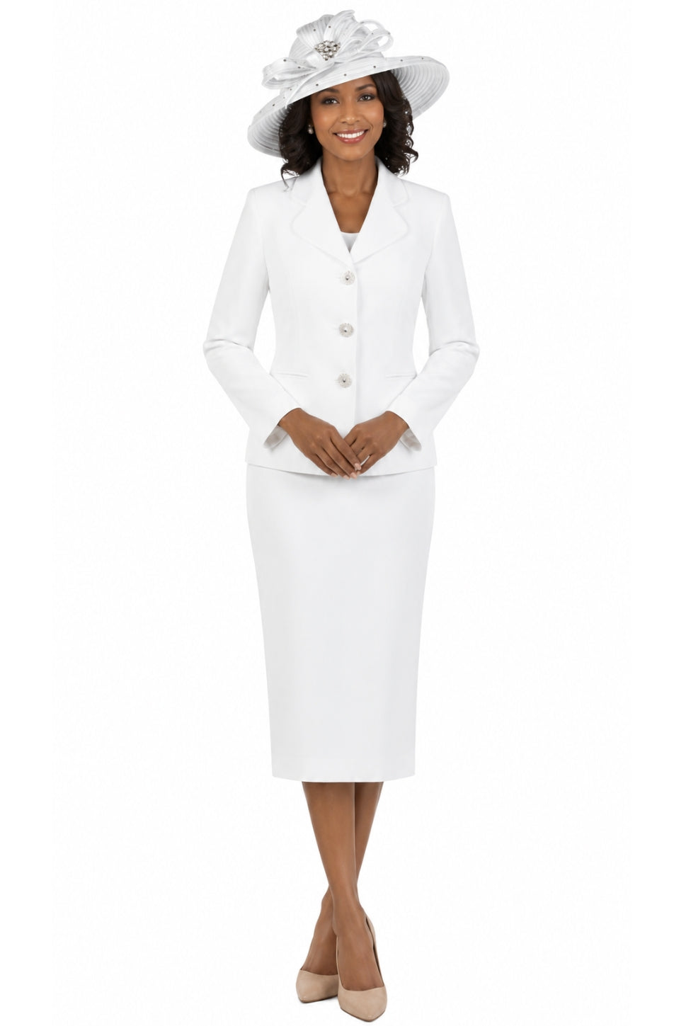 2pc Vintage Lapel 3-button Skirt Suit