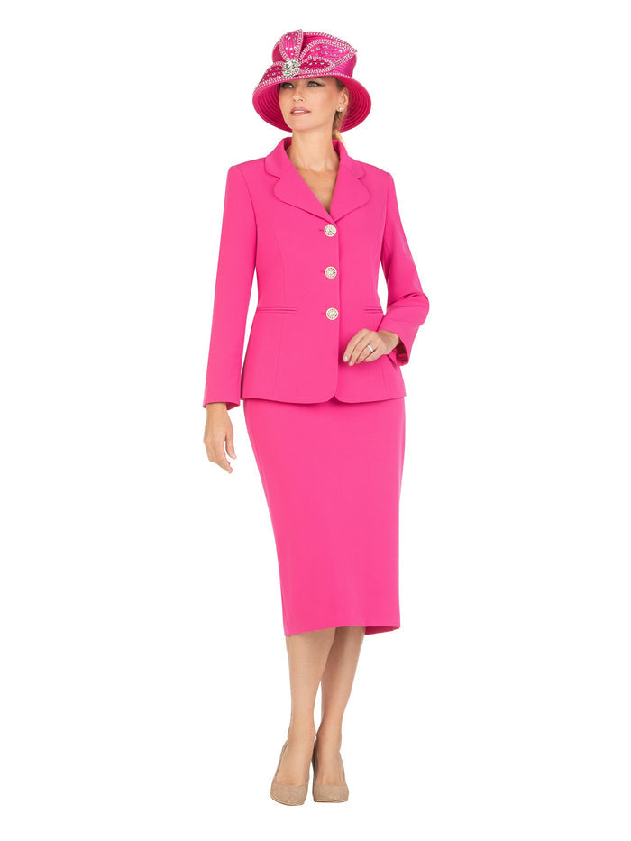 2pc Vintage Lapel 3-button Skirt Suit