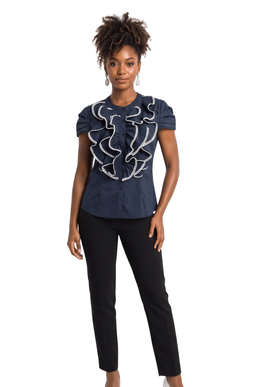 Beaded Ruffle Front Blouse by Lily & Taylor - Especially Yours
