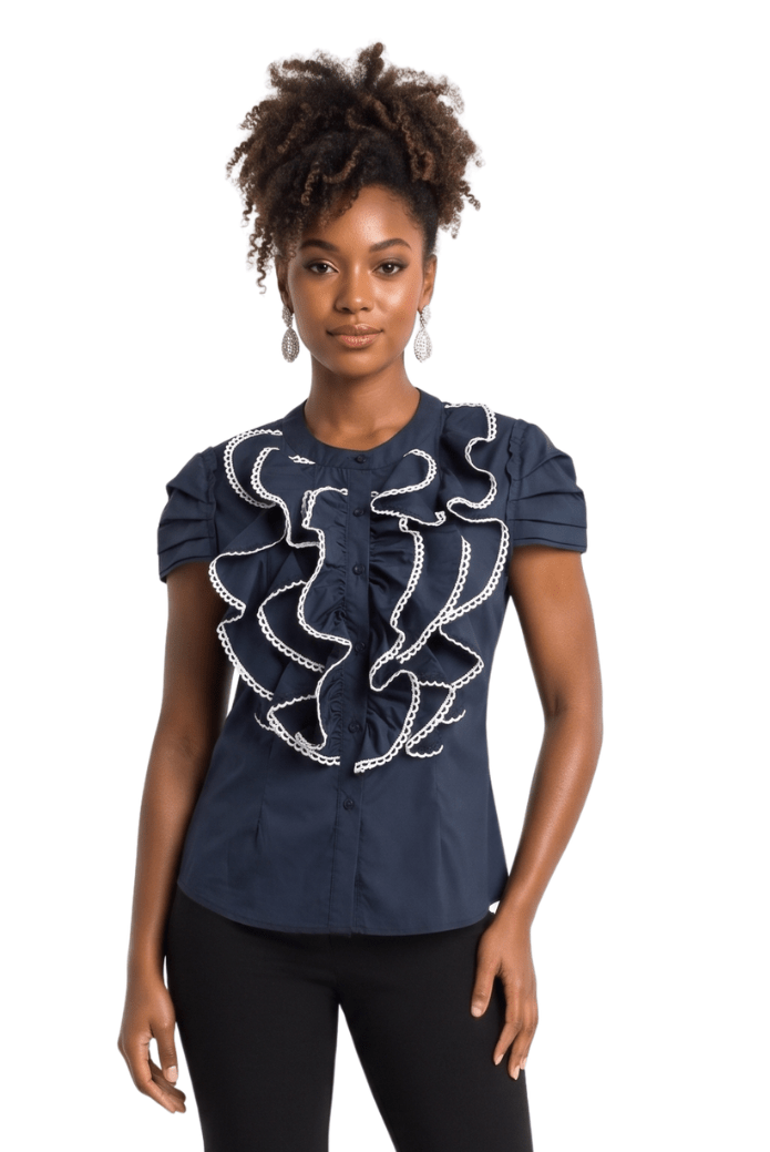 Beaded Ruffle Front Blouse by Lily & Taylor - Especially Yours