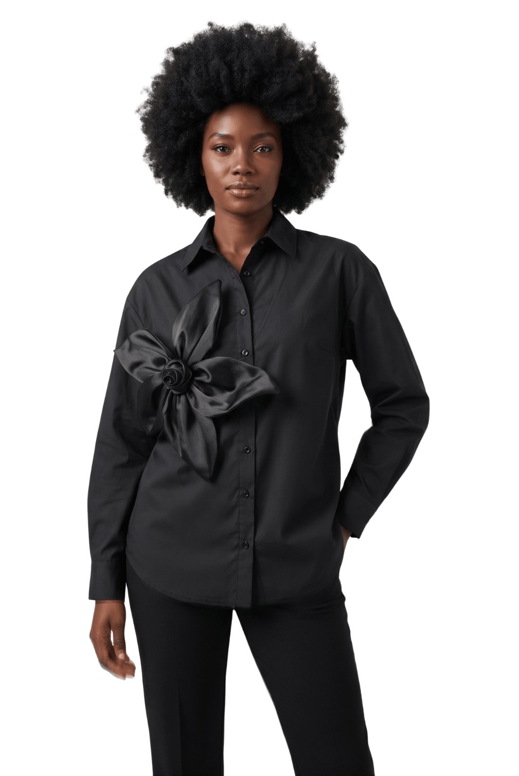 Statement Satin Bow Button Front Blouse by Lily & Taylor - Especially Yours