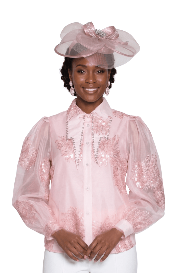 Embellished Organza Sleeve Blouse by Lily & Taylor - Especially Yours