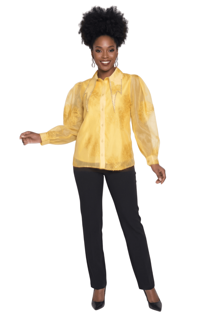 Embellished Organza Sleeve Blouse by Lily & Taylor - Especially Yours