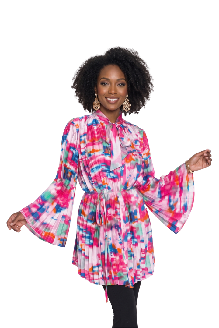 Abstract Print Pleated Tunic Top by Lily & Taylor - Especially Yours