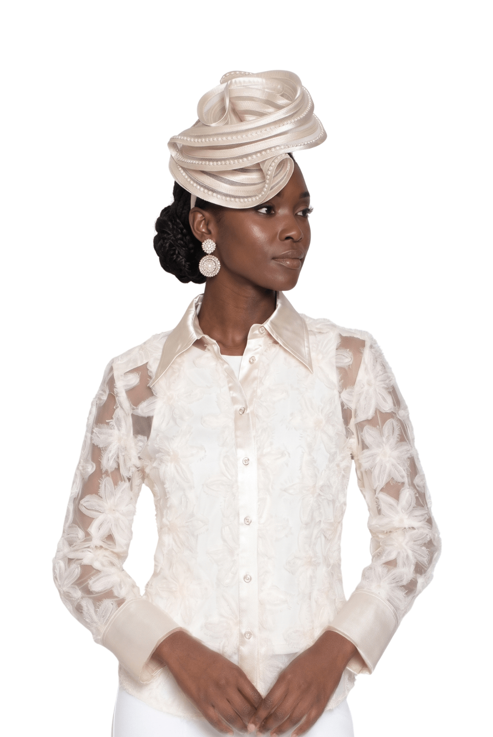 Feather Embroidered Sheer Sleeve Blouse by Lily & Taylor - Especially Yours