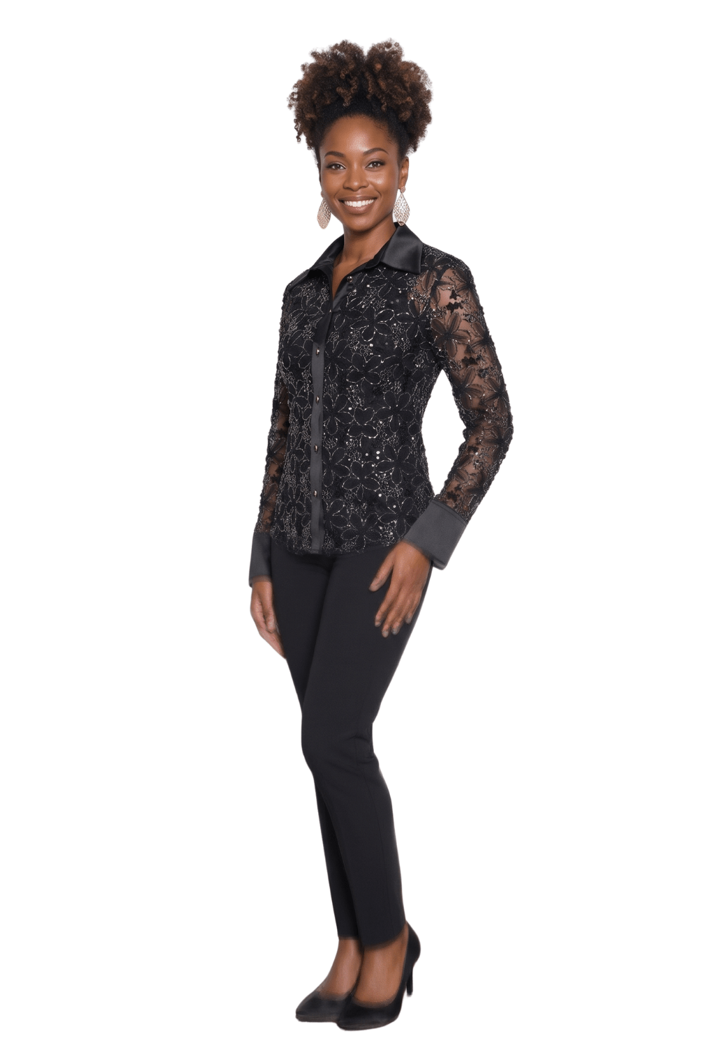 Midnight Lace Jacket and Slim Pant Set by Lily & Taylor - Especially Yours