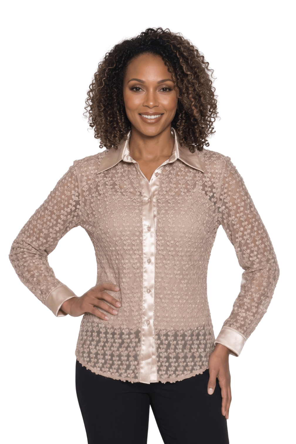 Embroidered Lace Button Front Blouse by Lily & Taylor - Especially Yours