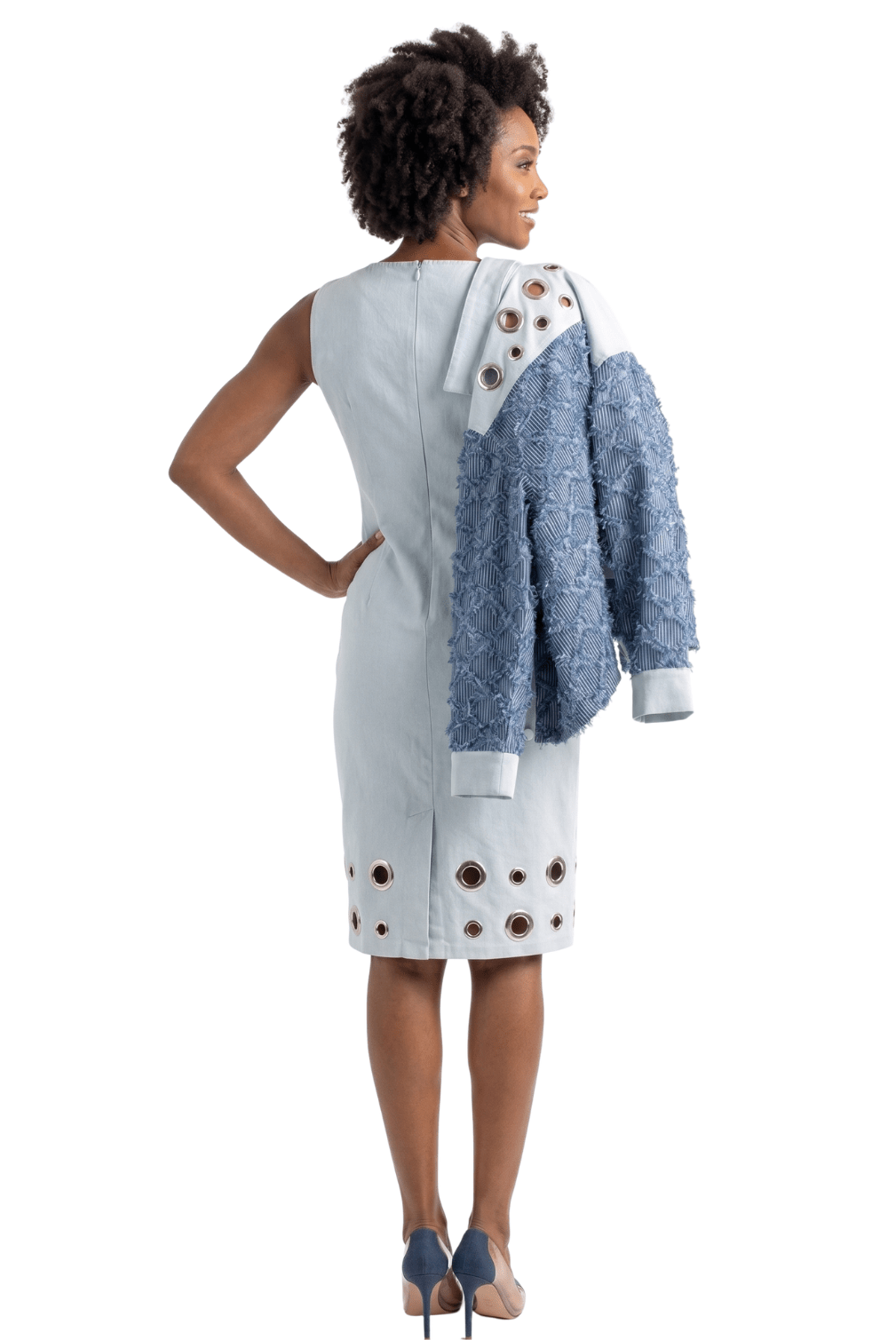 Grommet Trim Skirt Suit by Divine Apparel - Especially Yours