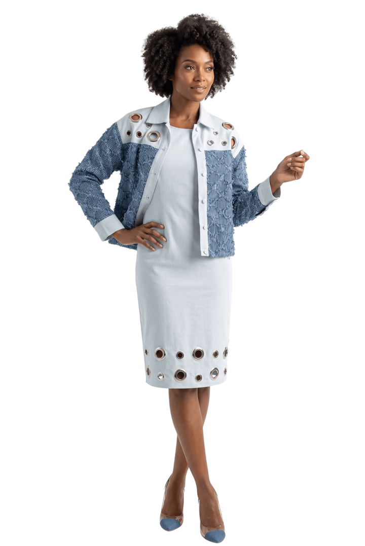 Grommet Trim Skirt Suit by Divine Apparel - Especially Yours