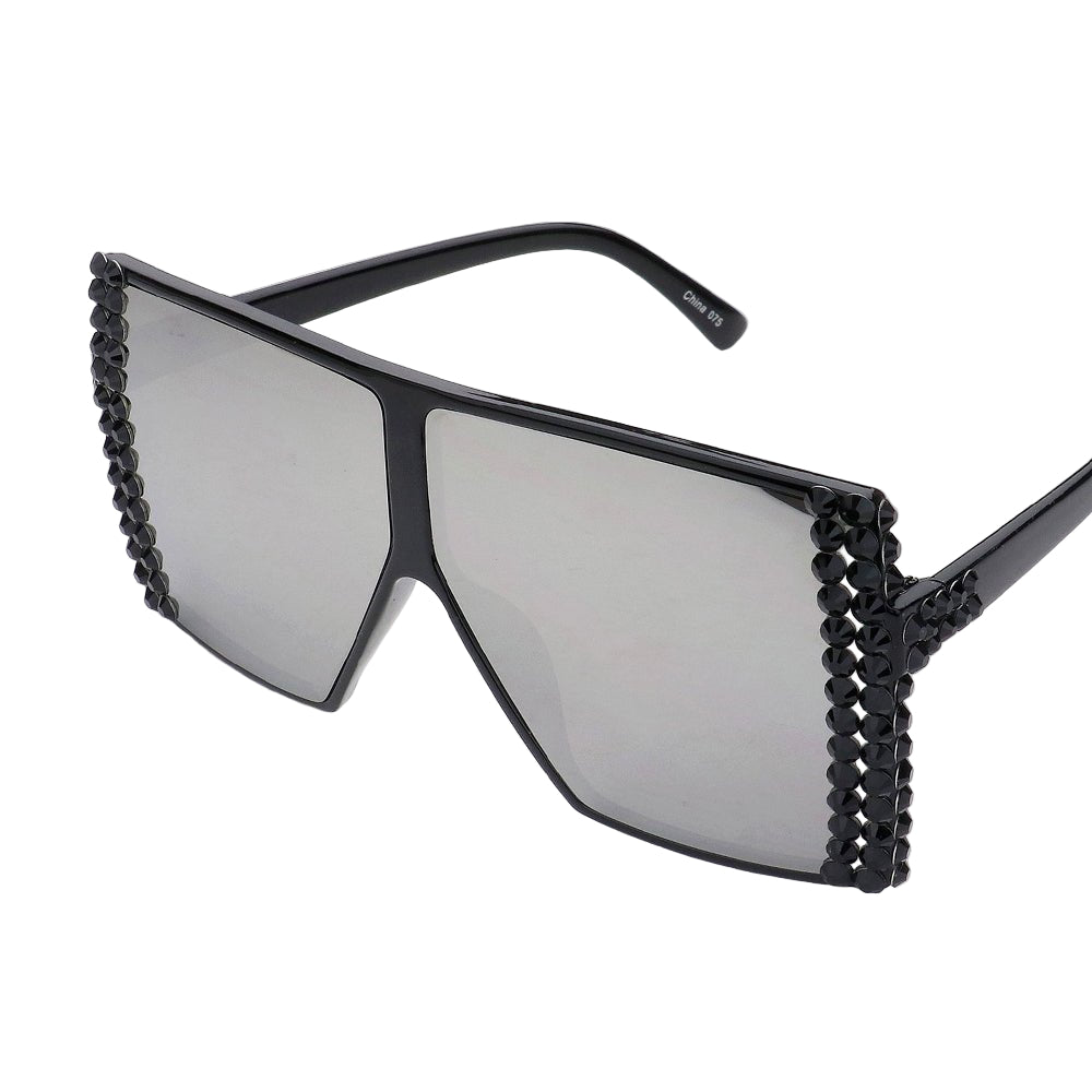 Bling Studded Square Visor Sunglasses - Especially Yours