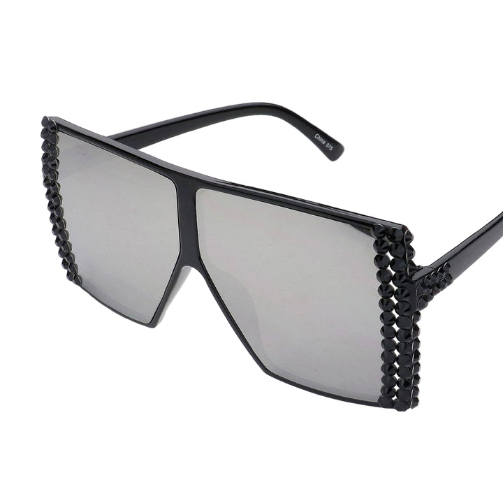 Bling Studded Square Visor Sunglasses - Especially Yours