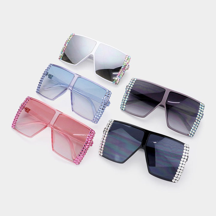 Bling Studded Square Visor Sunglasses - Especially Yours