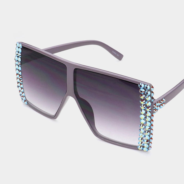 Bling Studded Square Visor Sunglasses - Especially Yours