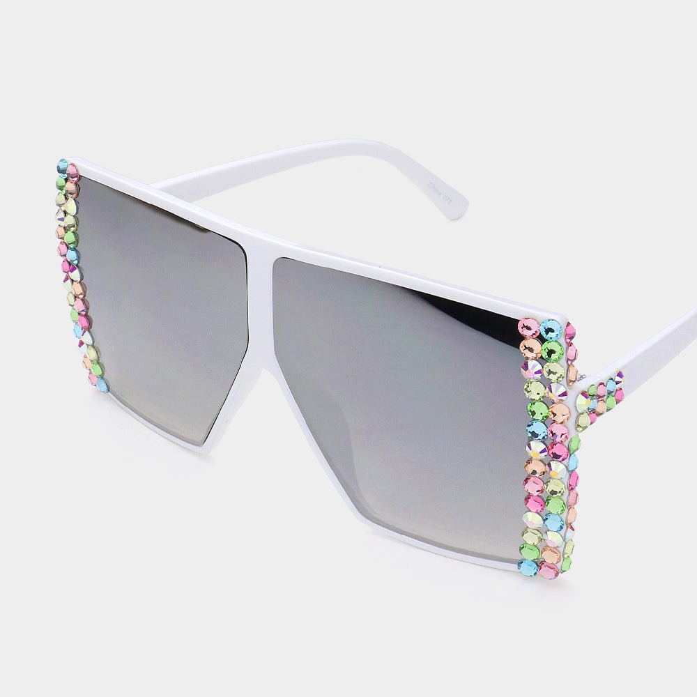 Bling Studded Square Visor Sunglasses - Especially Yours