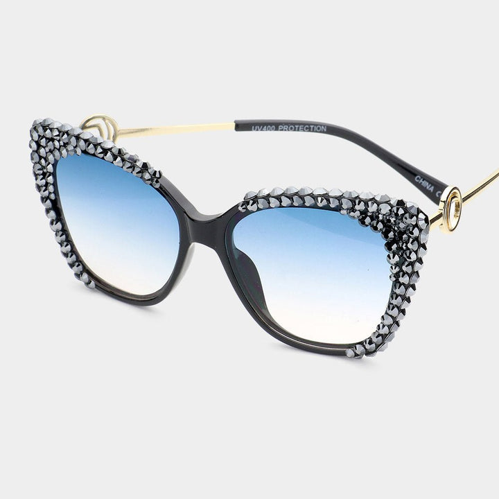 Crystal Embellished Detail Cat Eye Sunglasses - Especially Yours
