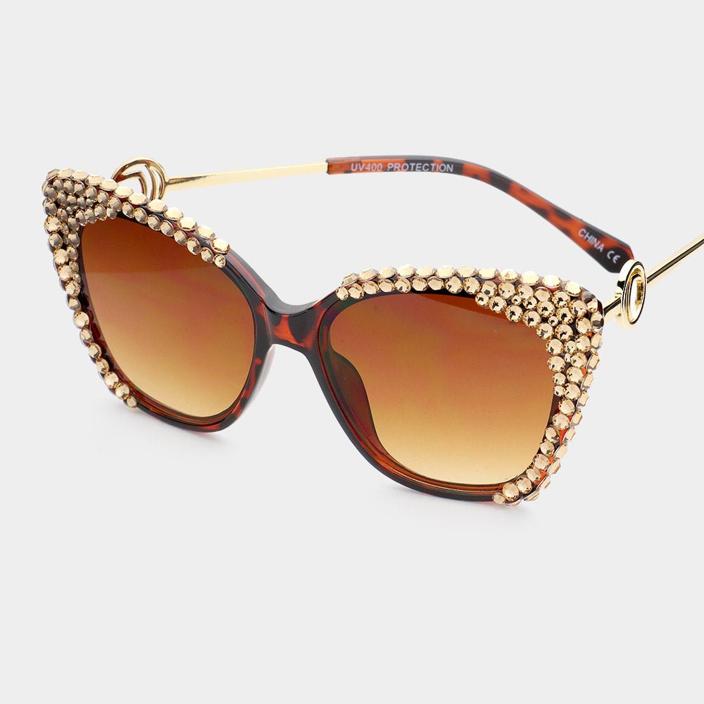 Crystal Embellished Detail Cat Eye Sunglasses - Especially Yours