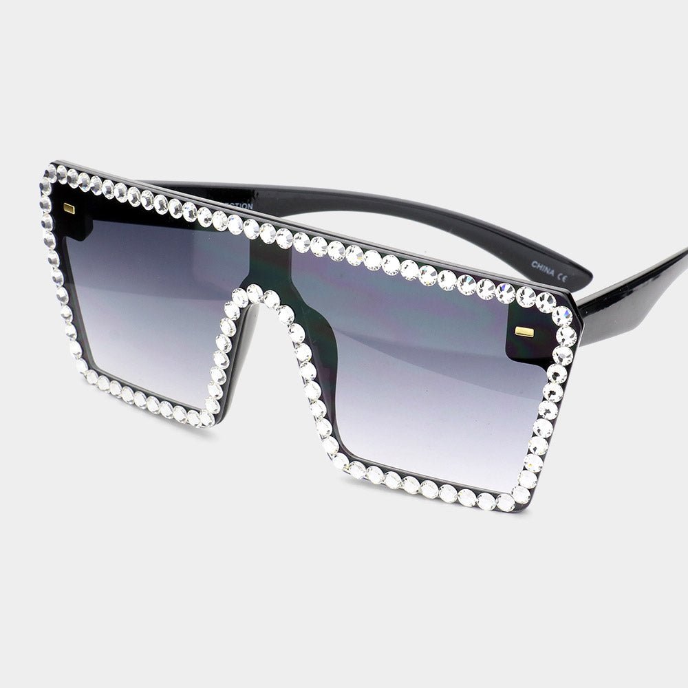 Crystal Embellished Detail Square Sunglasses - Especially Yours