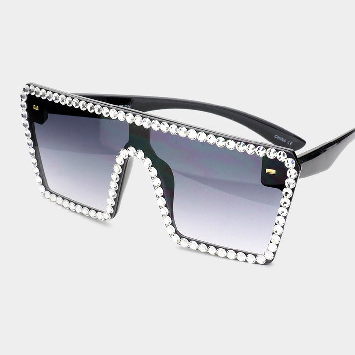 Crystal Embellished Detail Square Sunglasses - Especially Yours