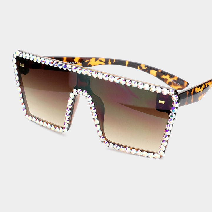 Crystal Embellished Detail Square Sunglasses - Especially Yours
