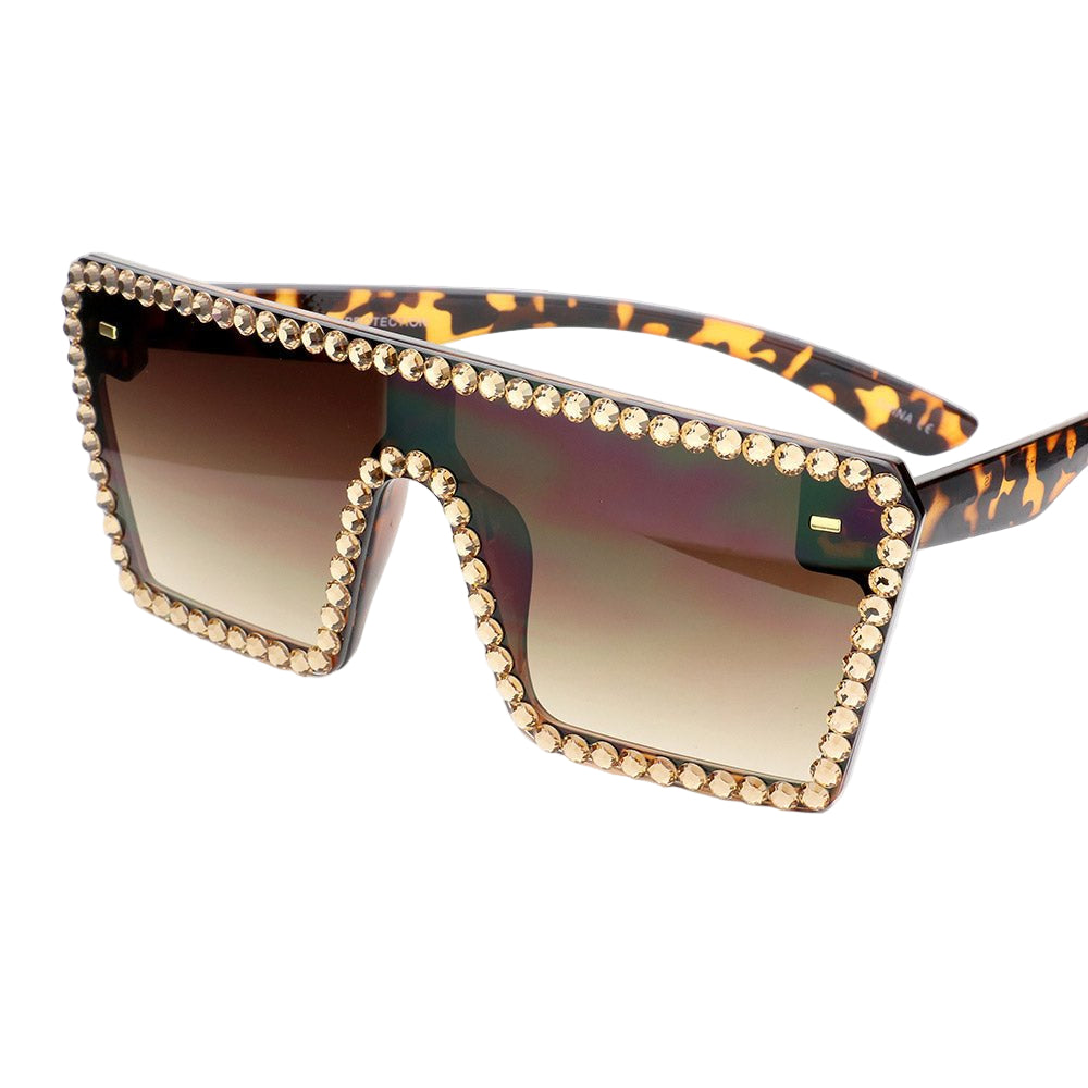 Crystal Embellished Detail Square Sunglasses - Especially Yours