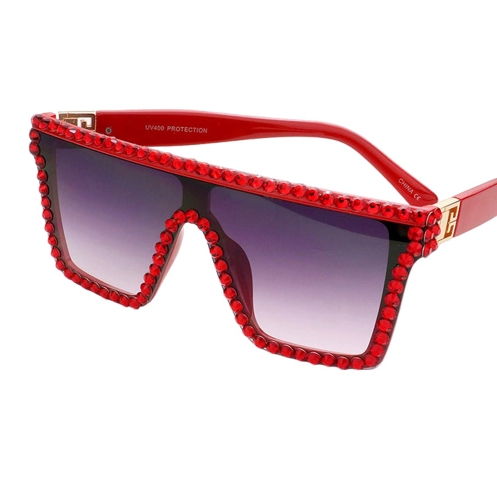 Crystal Embellished Detail Square Sunglasses - Especially Yours