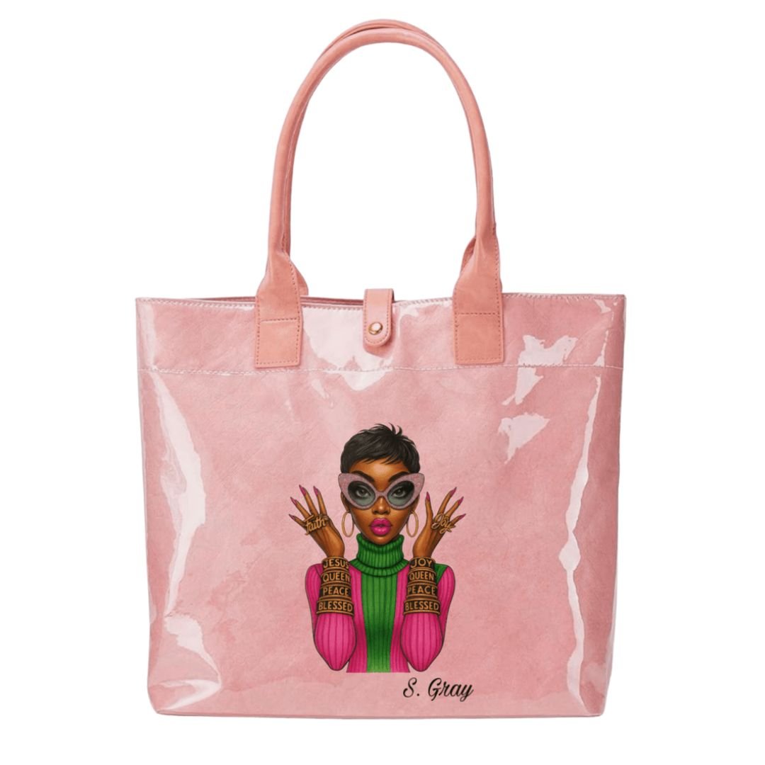 Faith & Glow Pink Solid Vinyl Tote Bag - Especially Yours