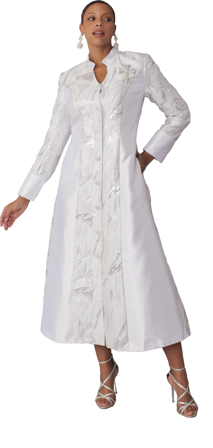 Brocade Clergy Robe with Cross Brooch for Women – 4821
