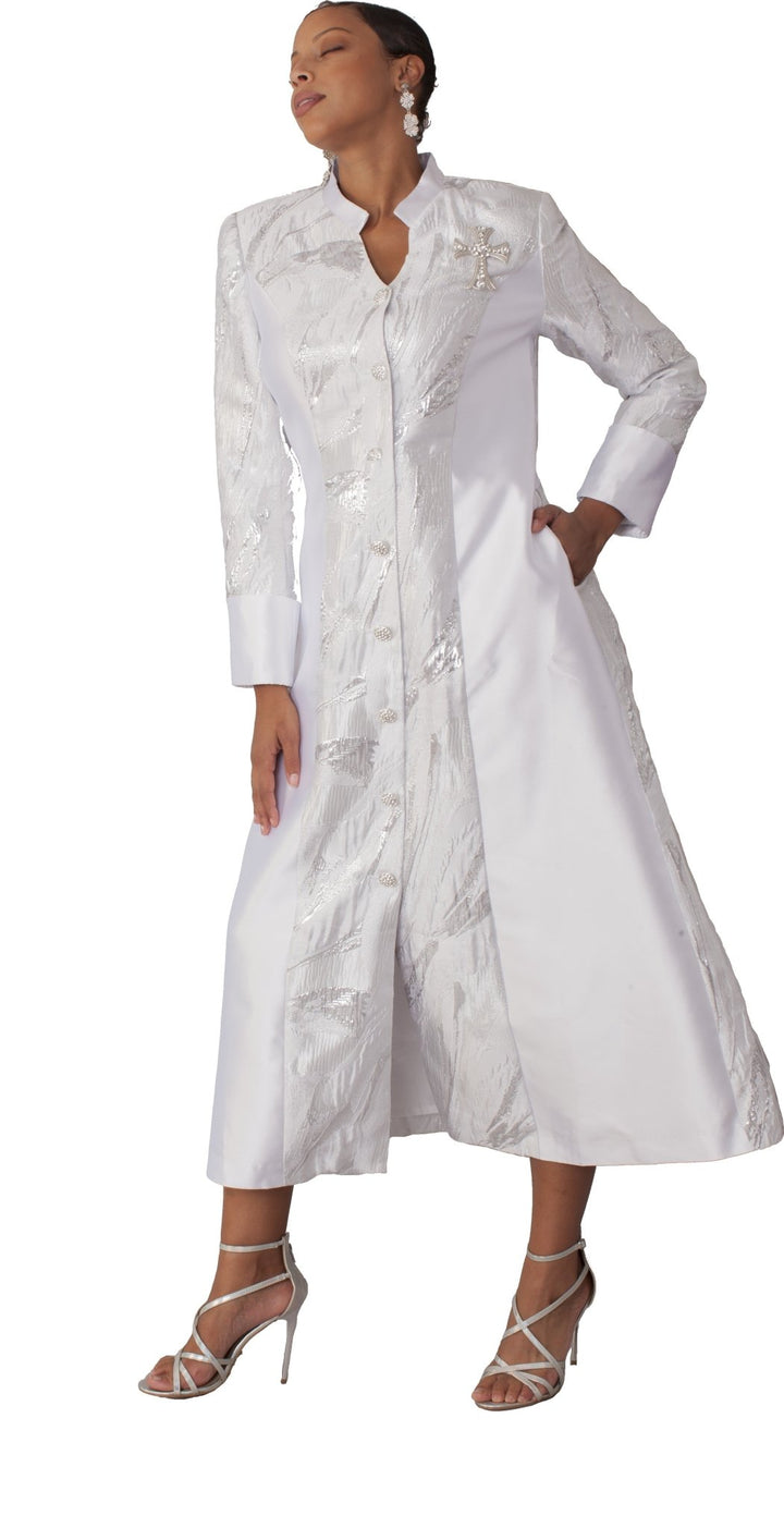 Plus Size Brocade Clergy Robe with Cross Brooch – 4821W - Especially Yours