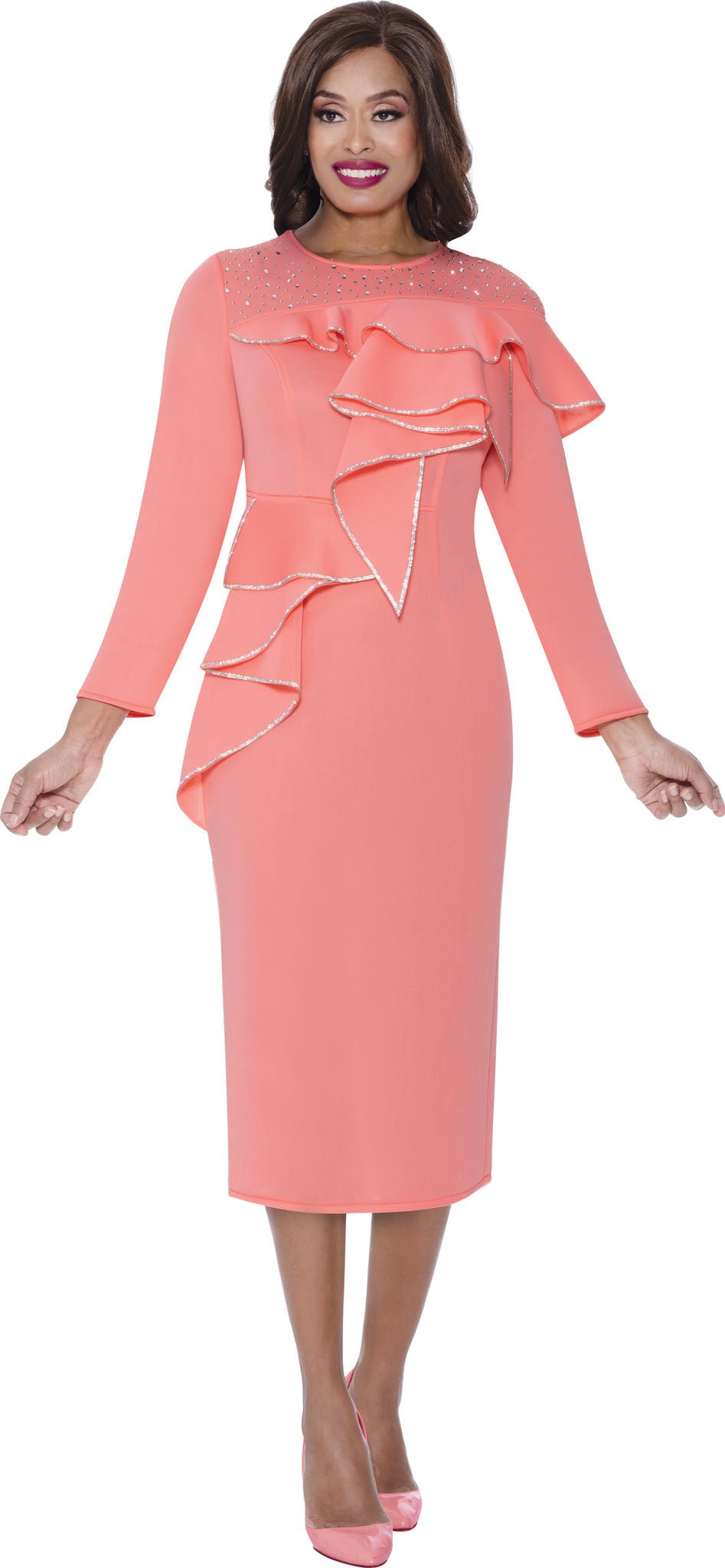 1pc Soft Knit Solid Color Breathable Dress Church Dress SL600561 - Especially Yours