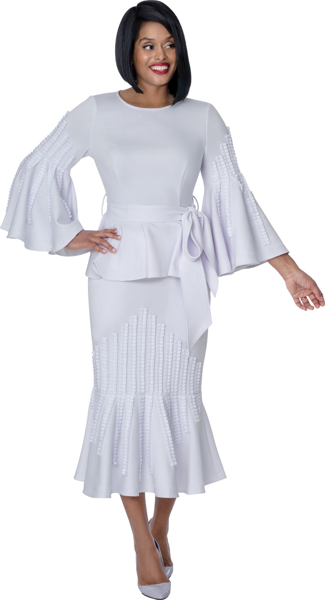 2pc Scuba Knit Church Dress With Flare Sleeves SL601012 - Especially Yours