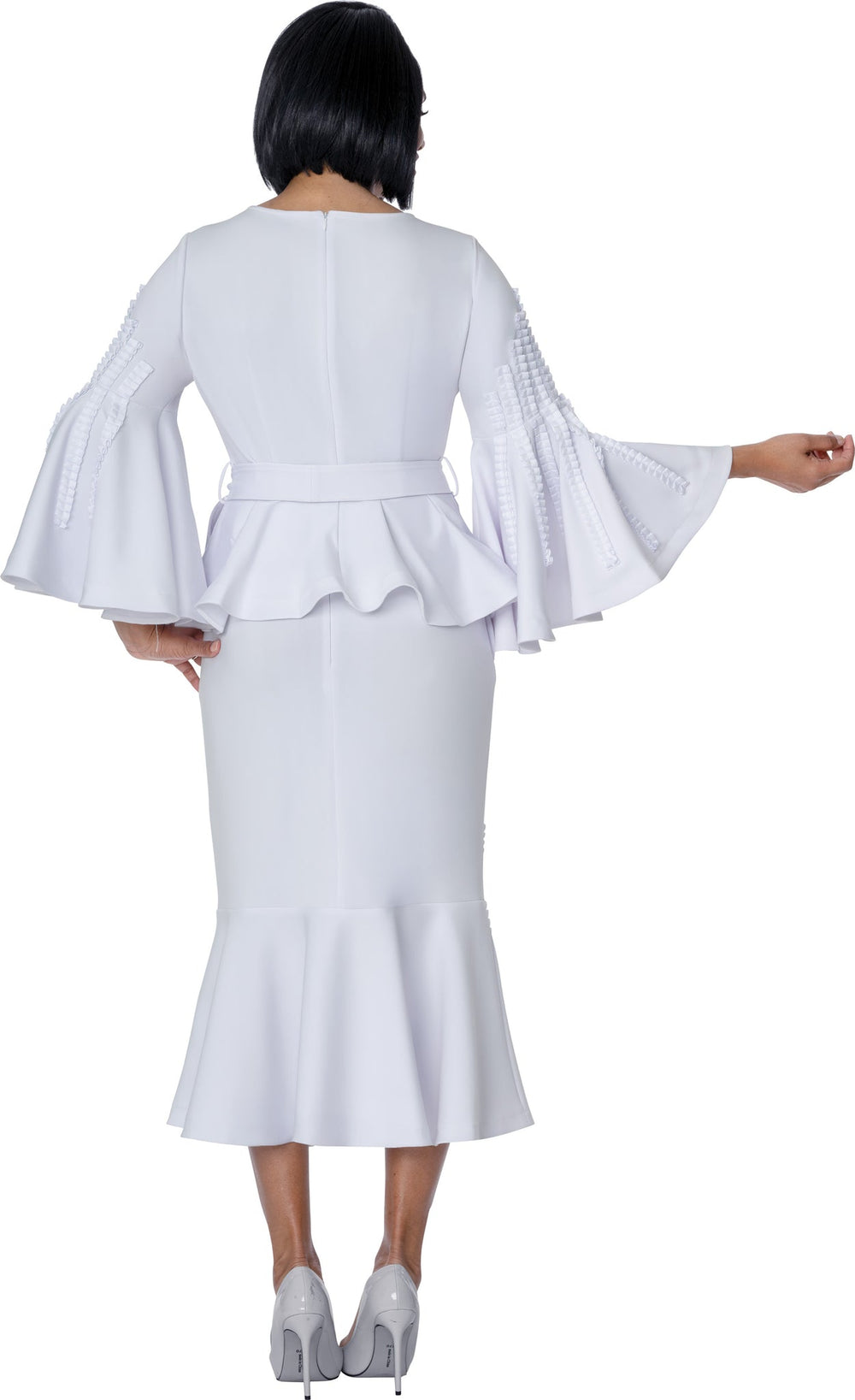 2pc Scuba Knit Church Dress With Flare Sleeves SL601012 - Especially Yours