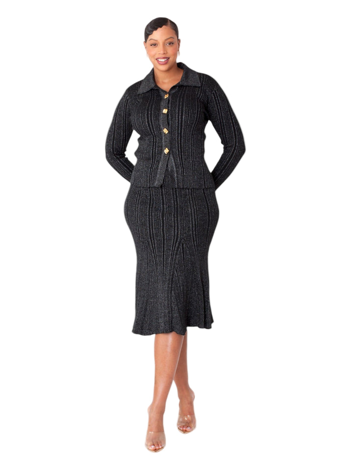 Metallic Sheen Ribbed Knit Set - 51002 - Especially Yours