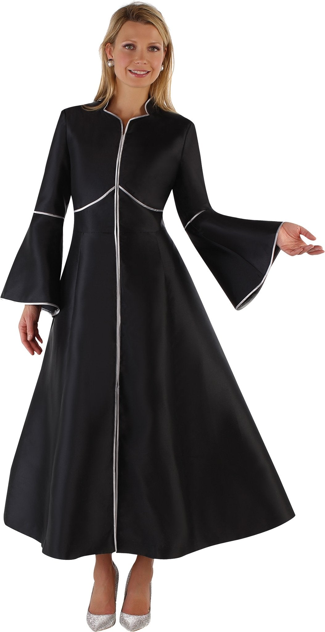 Elegant Plus Size One-Piece Cassock Robe with Rhinestone Trim- 4731W ...