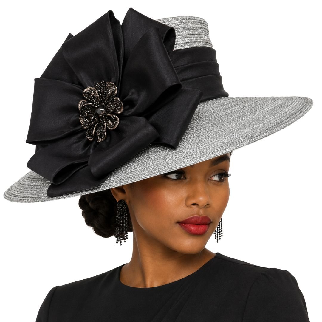 Carmen Wide Brim Satin Bow Church Hat - Whittall & Shon - Especially Yours