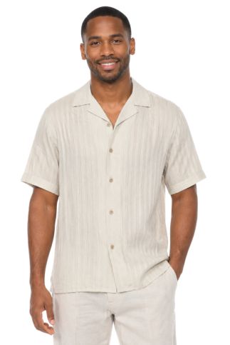 Men's Resort Style Casual Striped Lightweight Rayon Blend Shirt