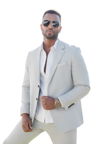 Men's Textured Linen Blend Suit