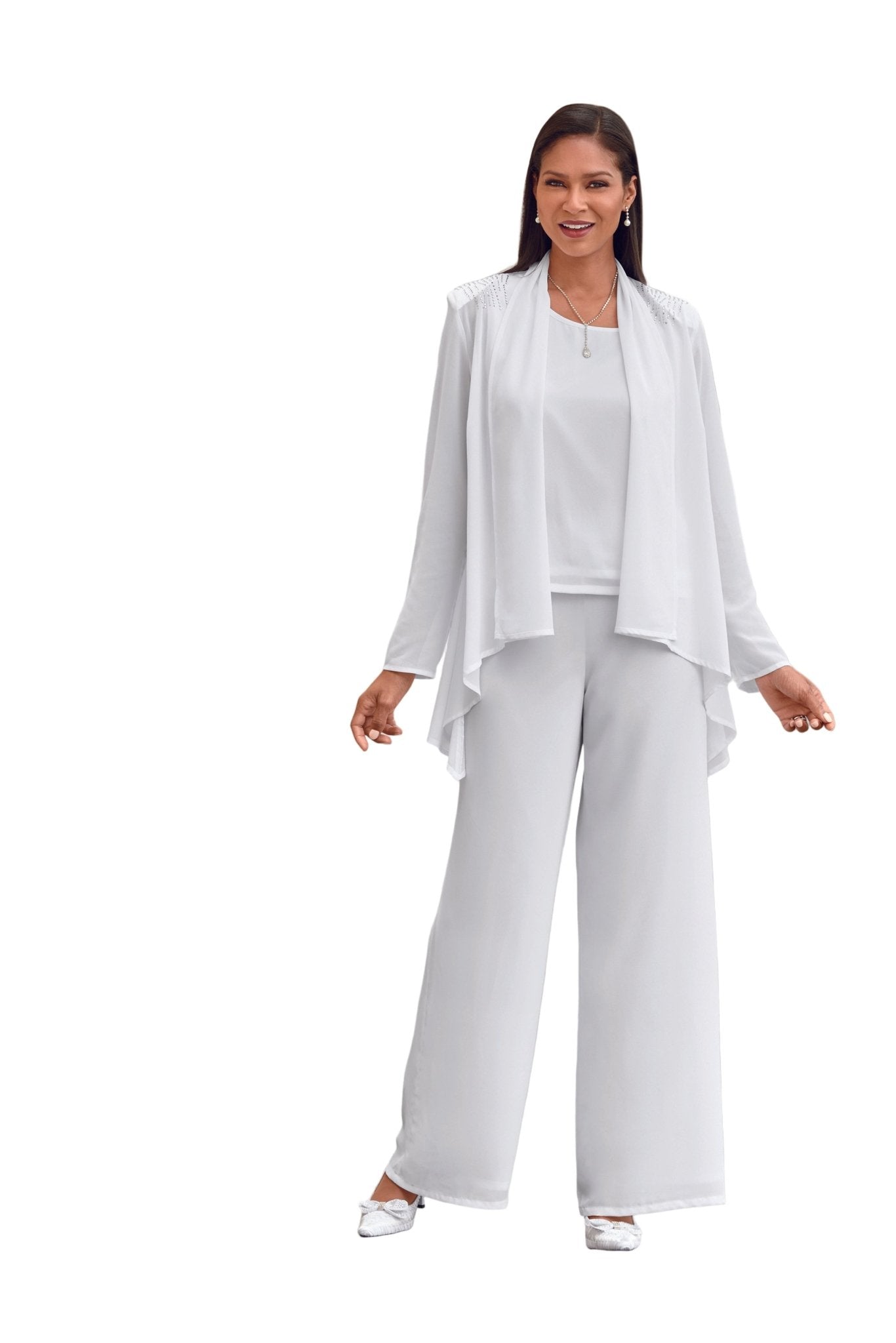 Jeweled Shoulders 3 PC. Pantset EY Boutique